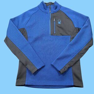 Spyder Mens Gait Blue & Black Half-Zip Pullover Fleece Jacket Size Small